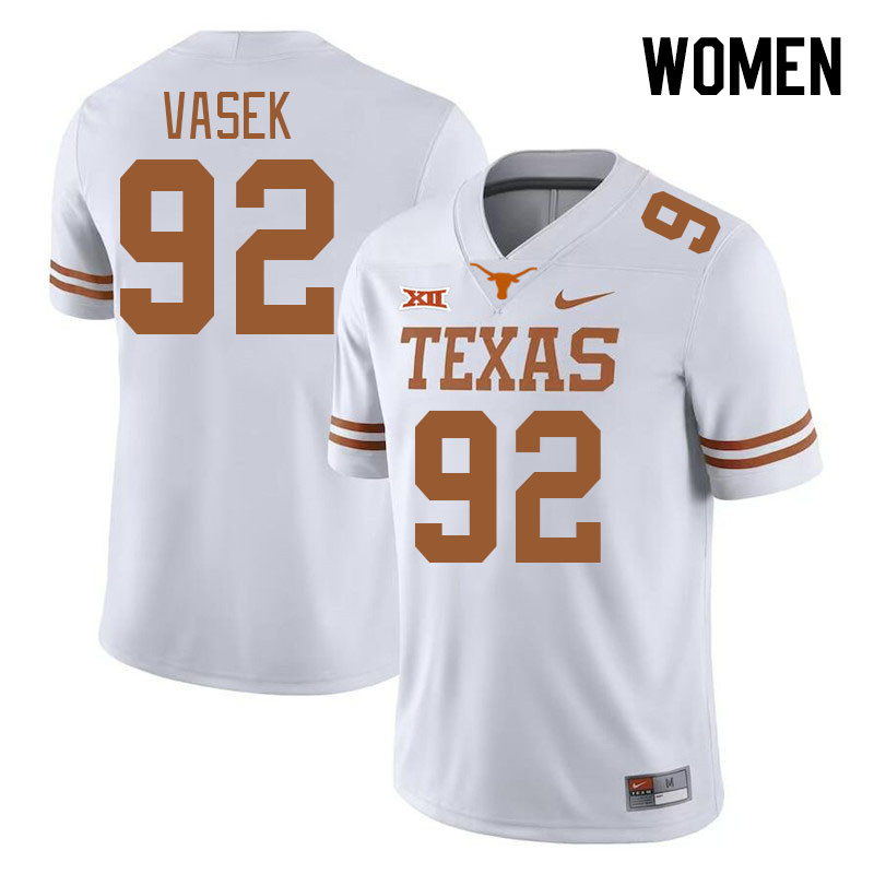 Women #92 Colton Vasek Texas Longhorns 2023 College Football Jerseys Stitched-White
